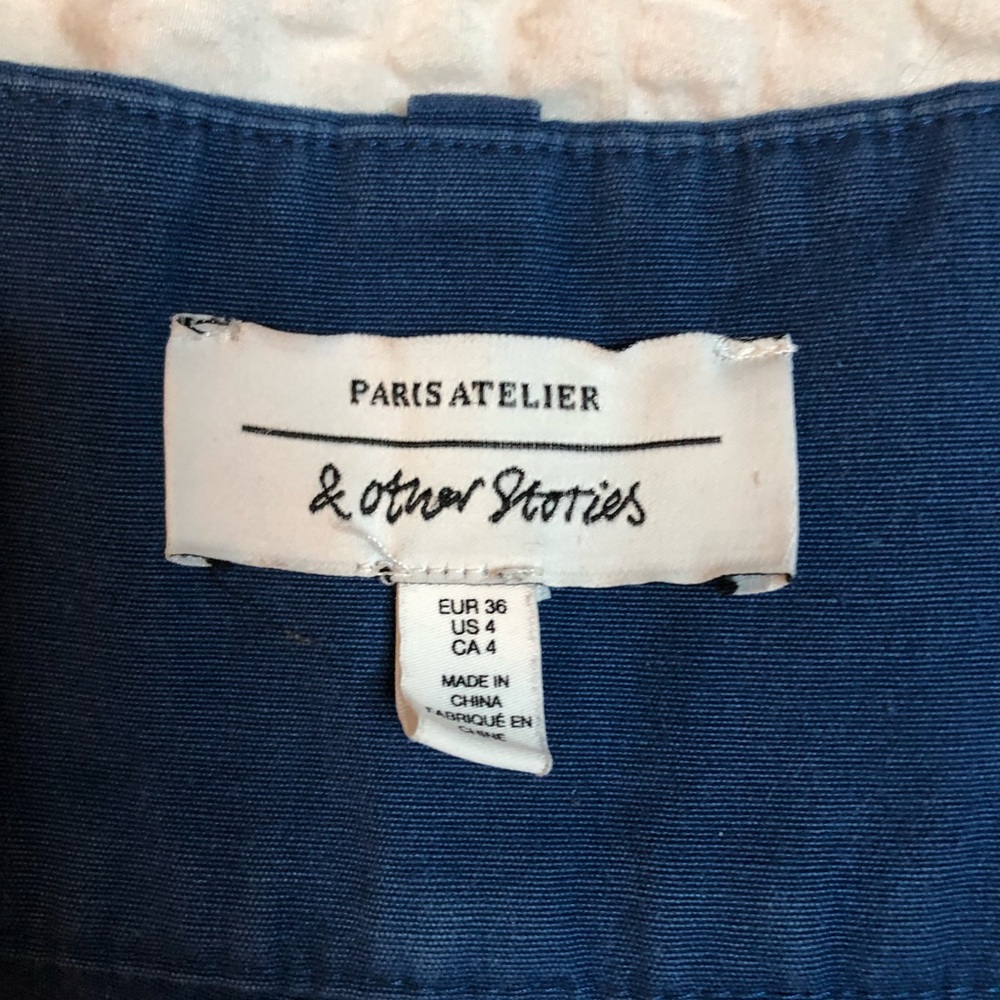 & Other Stories Blue High-Waisted Wide Leg Trousers Size 4 - Picture 7 of 8